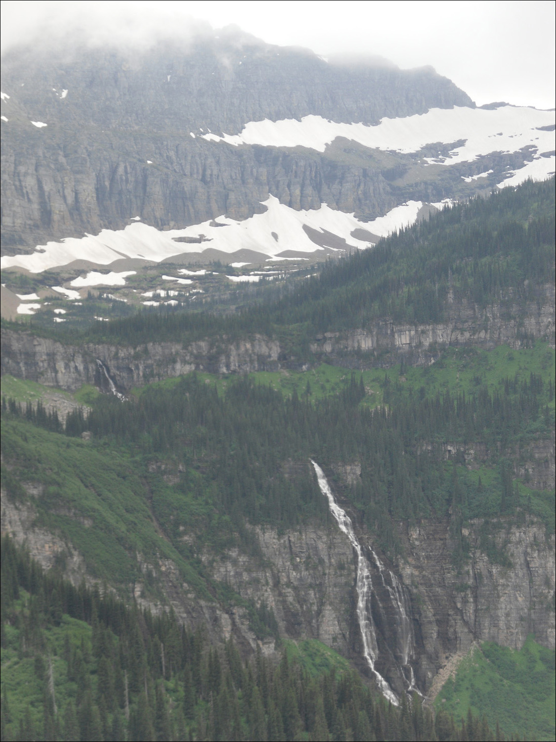 Glacier National Park-Views from west of Logans Pass on Going to the Sun Road. (Bird Woman Falls)